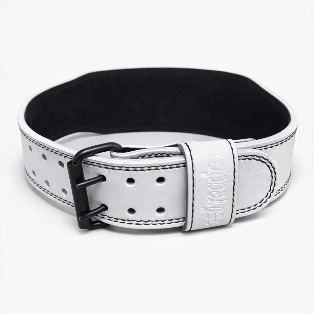 Aesthreadics White Leather Weightlifting Belt | Gym Strength Training | New